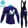 Movistar Radbekleidung Radtrikot Langarm + Lang Trägerhose Winter Thermal Fleece 2023